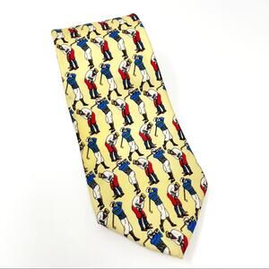 RARE 100% Silk Made in USA Van Heusen 417 Golf Tie Vintage Country Club Preppy